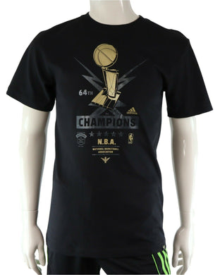 adidas Champs Tee NBA T-Shirt Herren Sport Shirt Basketball Slim Schwarz - Weseli