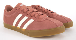 adidas Courtset Damen Sneaker Sportschuhe Tennis Leder Rosa + Schnürsenkel-Weiß - Weseli