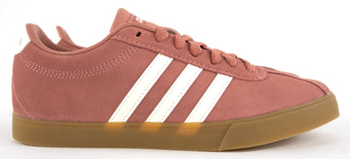 adidas Courtset Damen Sneaker Sportschuhe Tennis Leder Rosa + Schnürsenkel-Weiß - Weseli