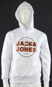 Jack & Jones Herren Sweatshirt Hoodie Kapuzenpullover Logo Weiss Regular Gr. M / L - Weseli