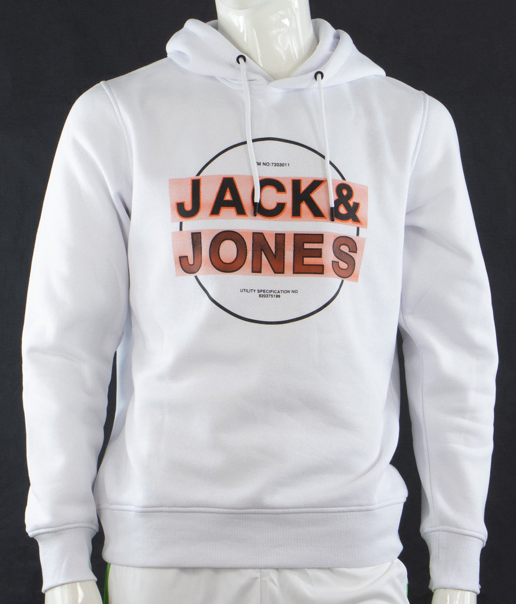 Jack & Jones Herren Sweatshirt Hoodie Kapuzenpullover Logo Weiss Regular Gr. M / L - Weseli