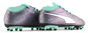 PUMA ONE 4 IL Syn FG Jr Kinder Fußballschuhe Nocken Grün Silber Gr. 37,5 UK 4,5 - Weseli